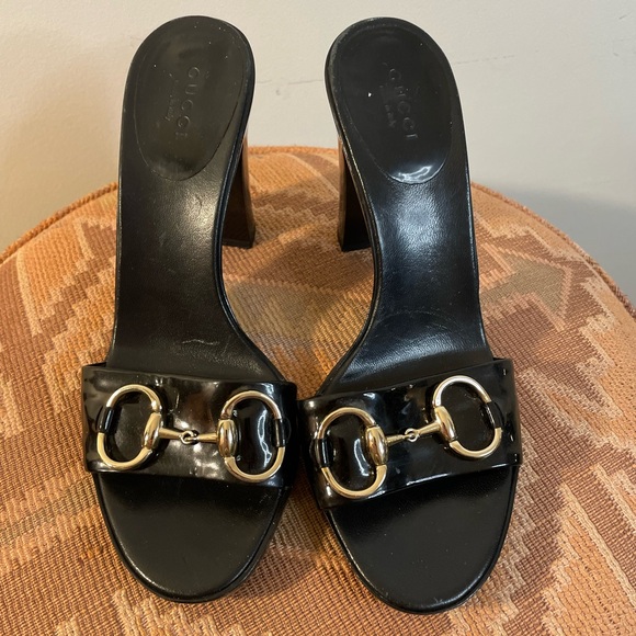 Gucci Authentic|| 1955 Horsebit accent Patent leather Heel Slides, size 7 - Picture 2 of 9